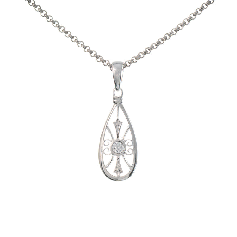 Anhänger mit Kette 925 Silber Zirkonia weiss