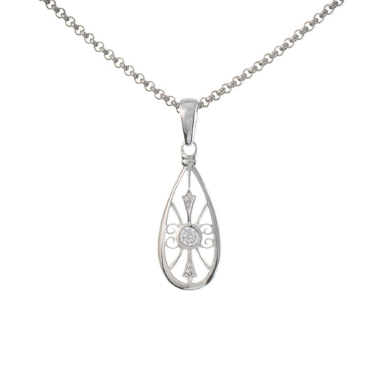 Anhänger mit Kette 925 Silber Zirkonia weiss