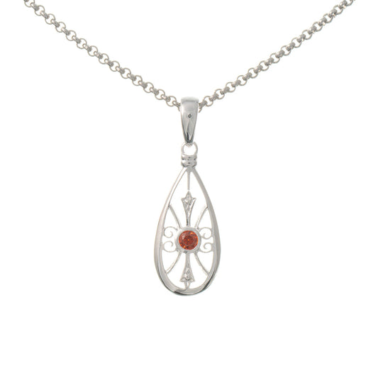 Anhänger mit Kette 925 Silber Zirkonia rot