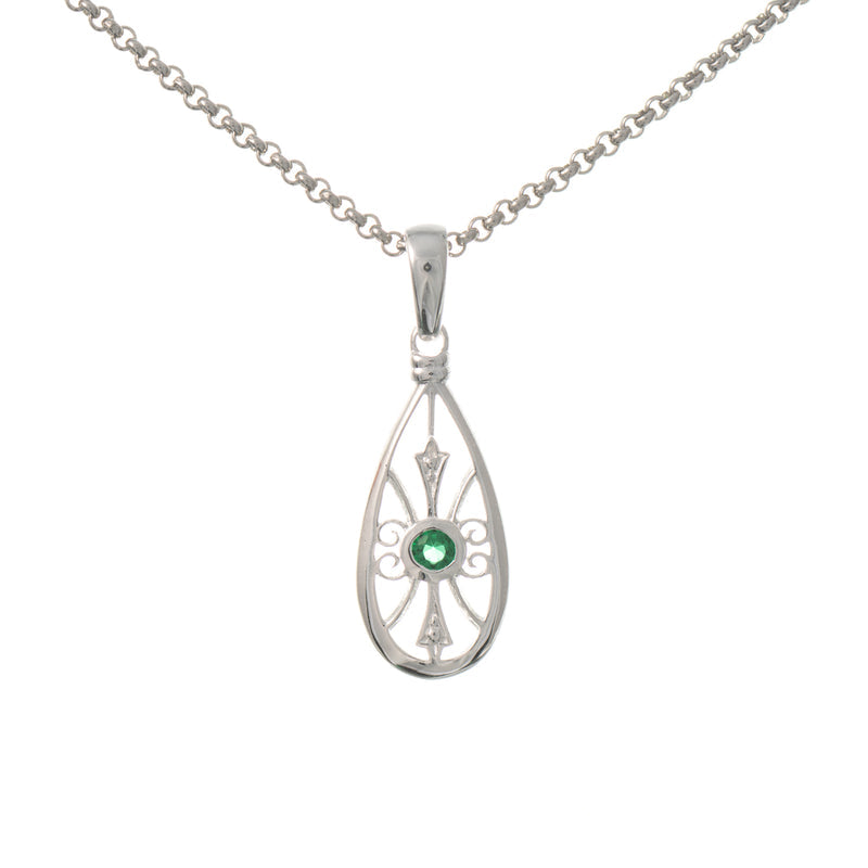 Anhänger mit Kette 925 Silber Zirkonia grün