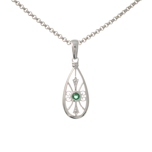 Anhänger mit Kette 925 Silber Zirkonia grün