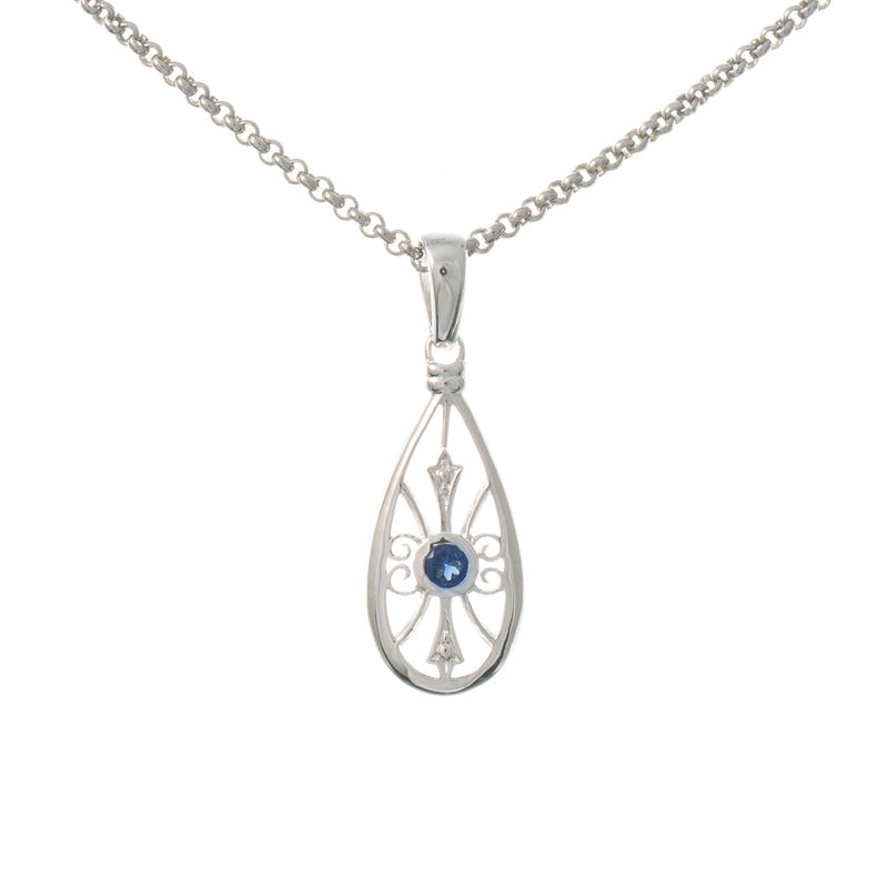Anhänger mit Kette 925 Silber Zirkonia blau