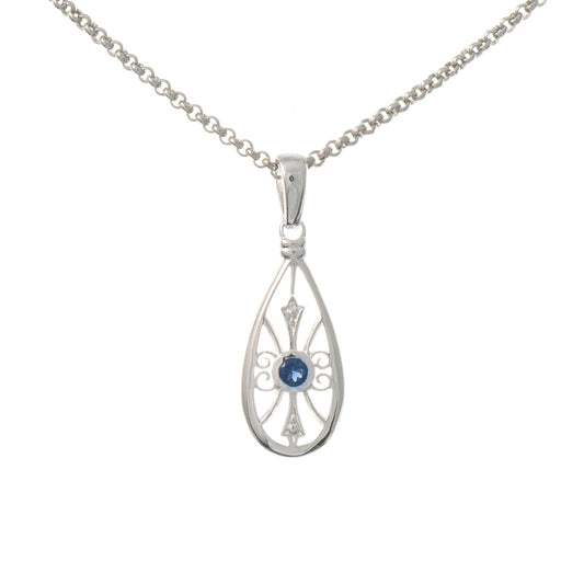 Anhänger mit Kette 925 Silber Zirkonia blau