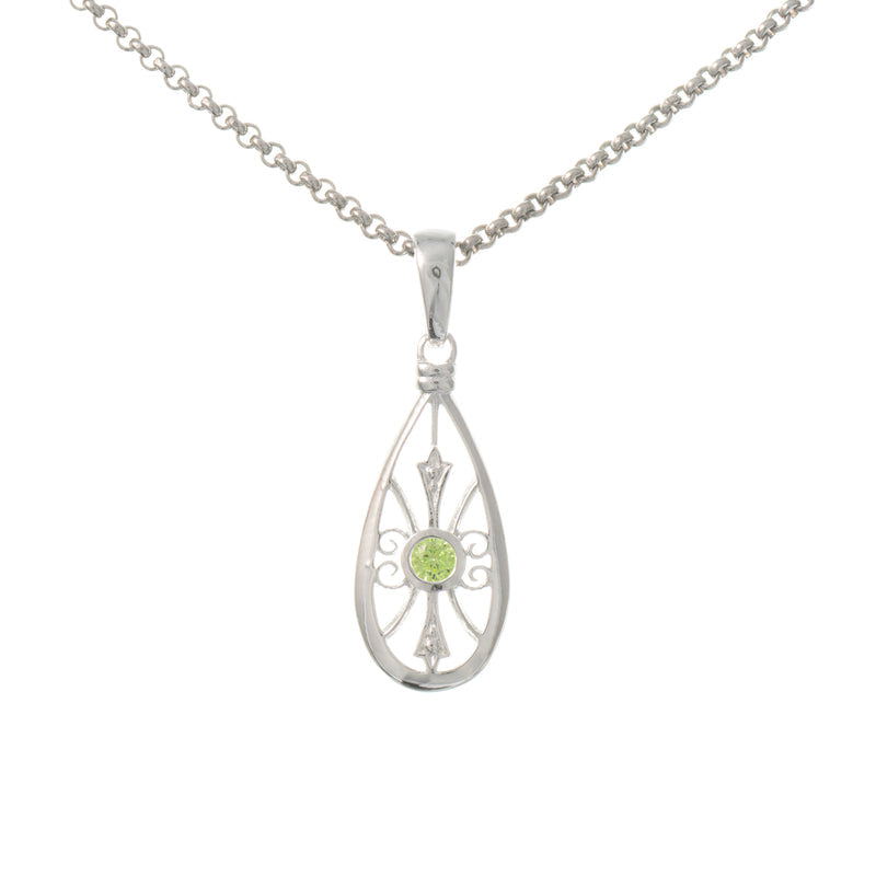 Anhänger mit Kette 925 Silber Zirkonia hellgrün