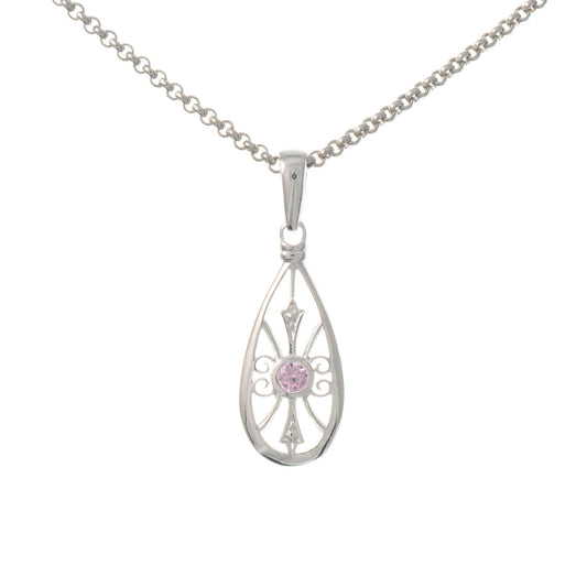 Anhänger mit Kette 925 Silber Zirkonia rosa