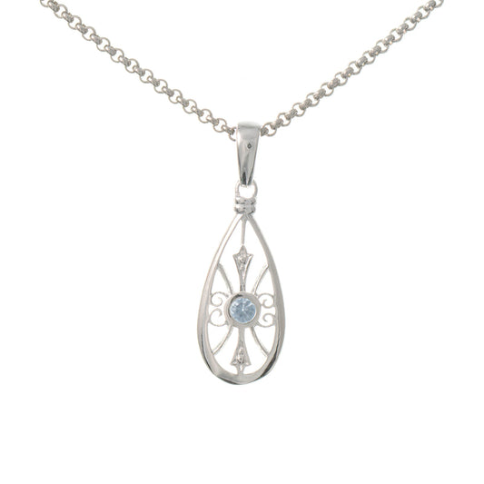 Anhänger mit Kette 925 Silber Zirkonia hellblau