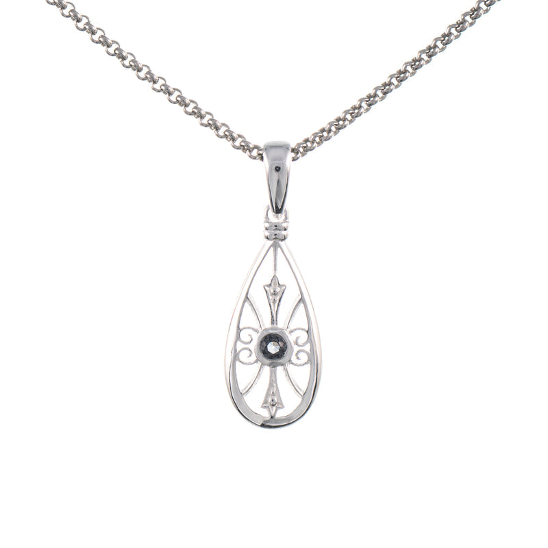 Anhänger mit Kette 925 Silber Zirkonia anthrazit