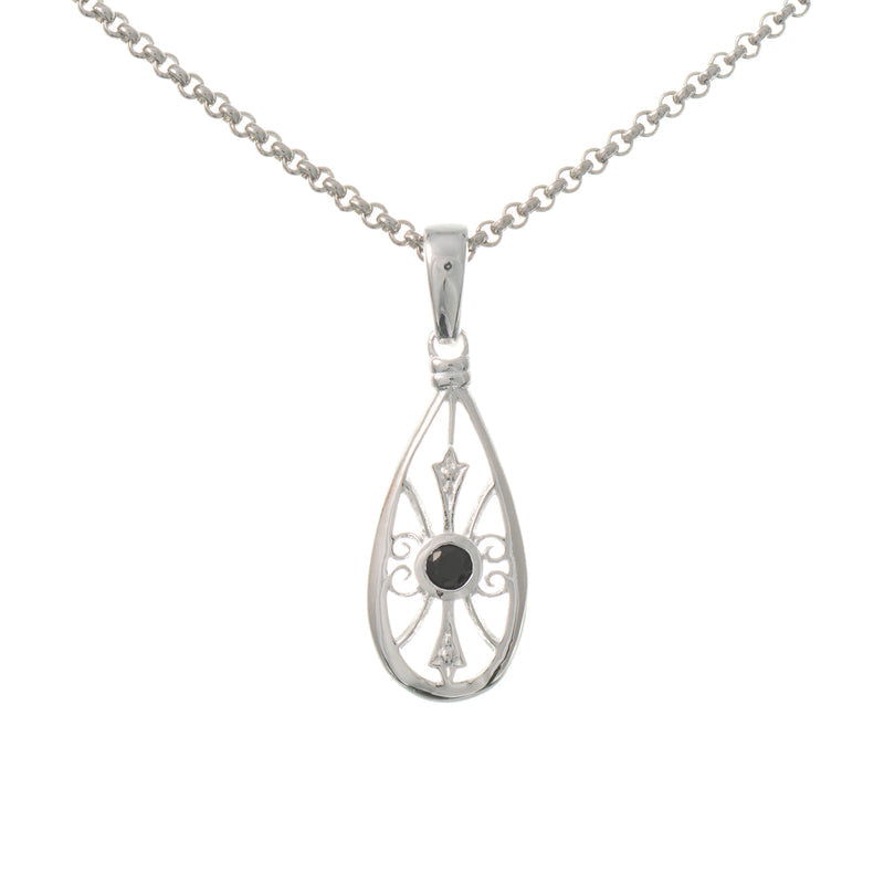 Anhänger mit Kette 925 Silber Zirkonia schwarz