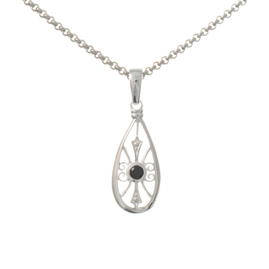 Anhänger mit Kette 925 Silber Zirkonia schwarz