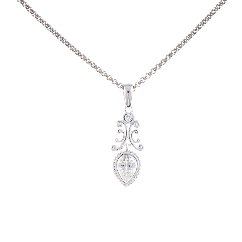 Anhänger mit Kette 925 Silber Zirkonia weiss