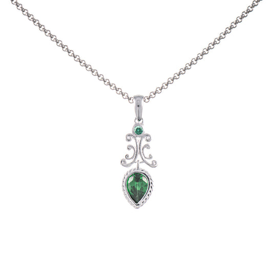 Anhänger mit Kette 925 Silber Zirkonia grün