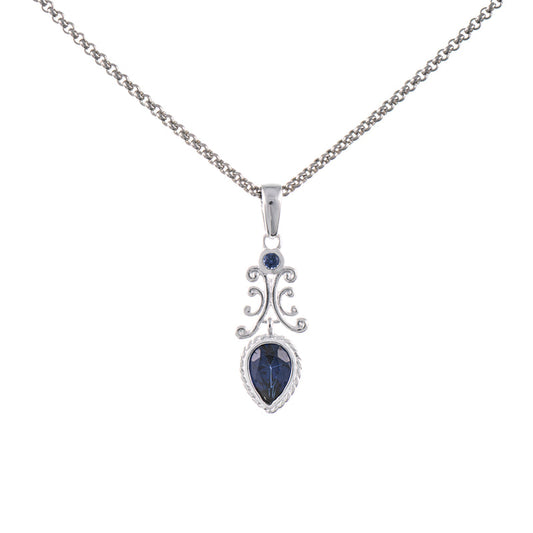 Anhänger mit Kette 925 Silber Zirkonia blau
