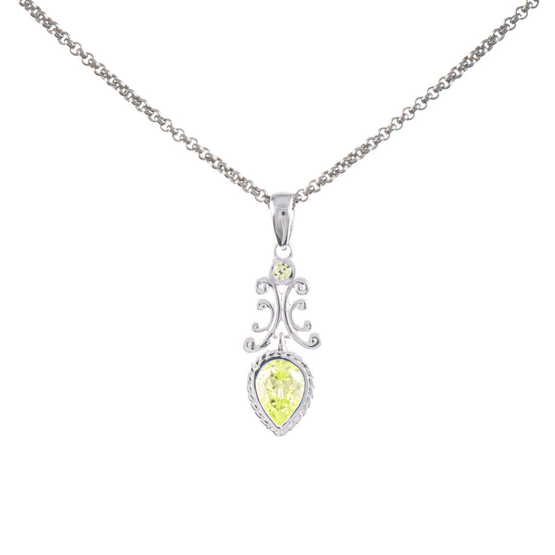 Anhänger mit Kette 925 Silber Zirkonia hellgrün