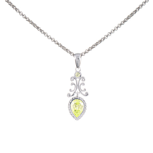 Anhänger mit Kette 925 Silber Zirkonia hellgrün