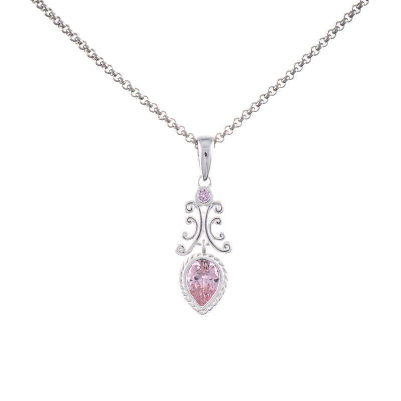 Anhänger mit Kette 925 Silber Zirkonia rosa