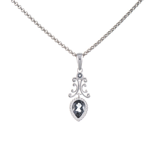 Anhänger mit Kette 925 Silber Zirkonia anthrazit