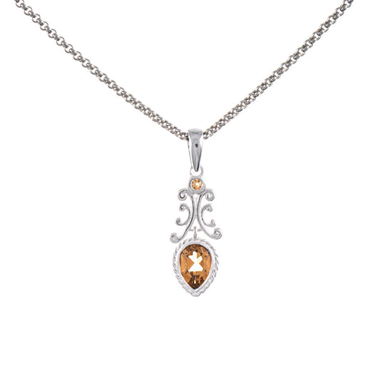 Anhänger mit Kette 925 Silber Zirkonia cognac