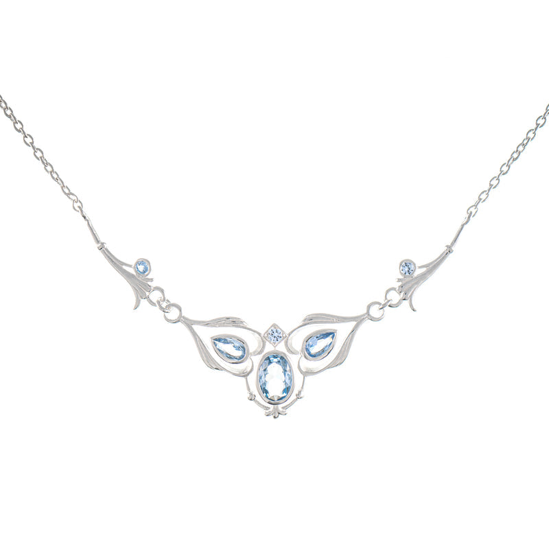 Collier 925 Silber Zirkonia hellblau