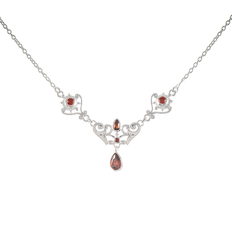 Collier 925 Silber Zirkonia rot