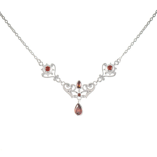 Collier 925 Silber Zirkonia rot
