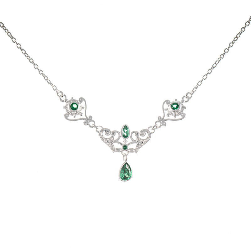 Collier 925 Silber Zirkonia grün