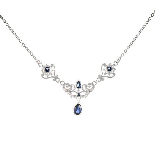 Collier 925 Silber Zirkonia blau