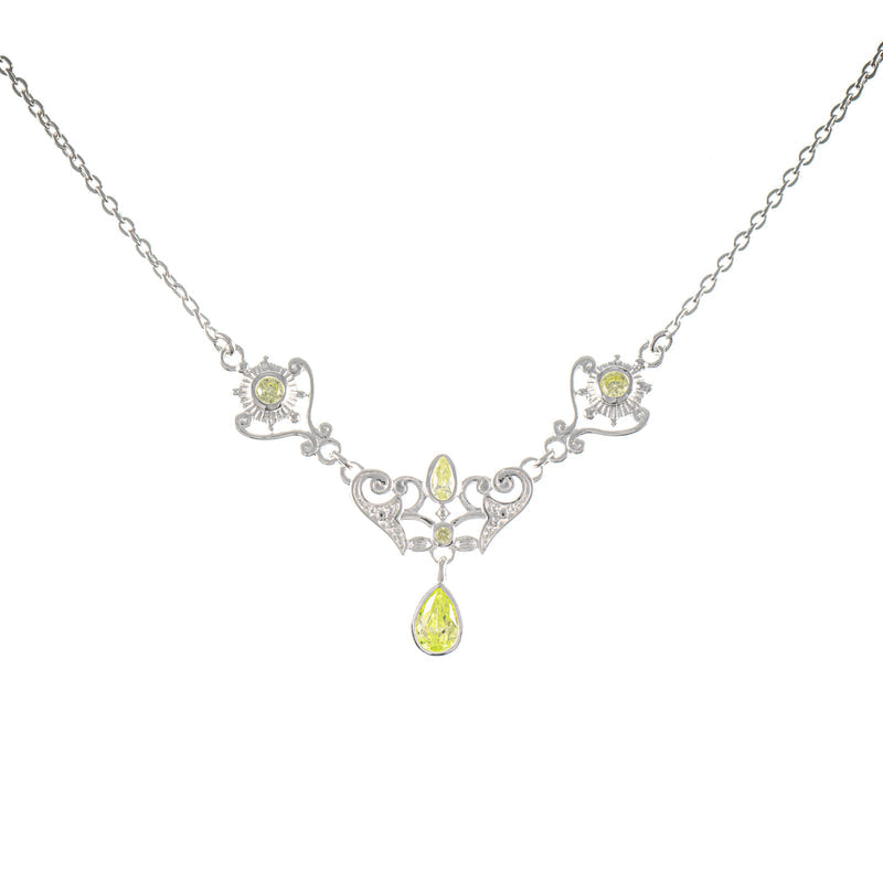 Collier 925 Silber Zirkonia hellgrün