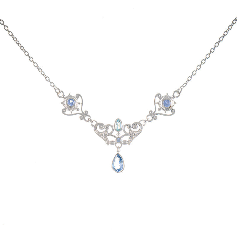 Collier 925 Silber Zirkonia hellblau