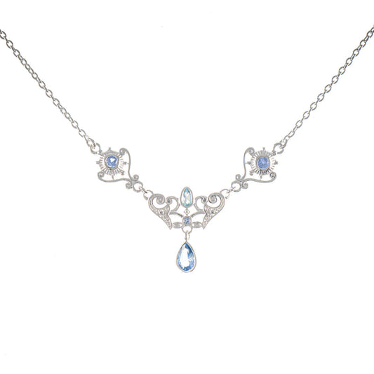 Collier 925 Silber Zirkonia hellblau