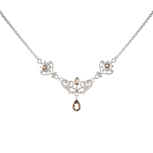 Collier 925 Silber Zirkonia cognac