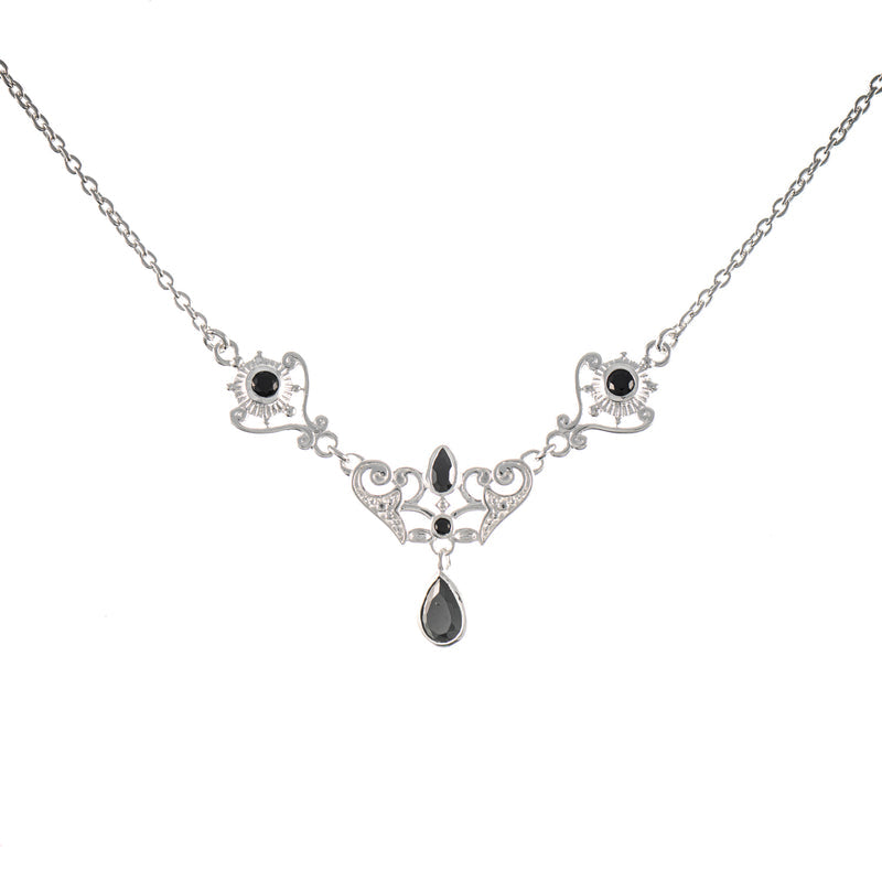Collier 925 Silber Zirkonia schwarz