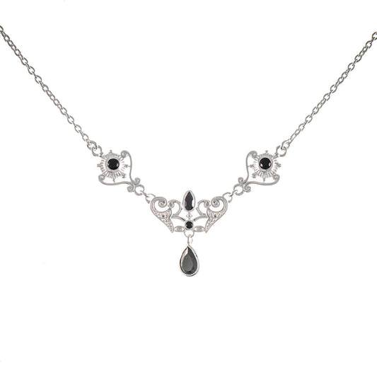 Collier 925 Silber Zirkonia schwarz