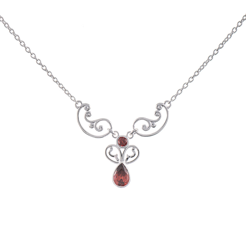 Collier 925 Silber Zirkonia rot