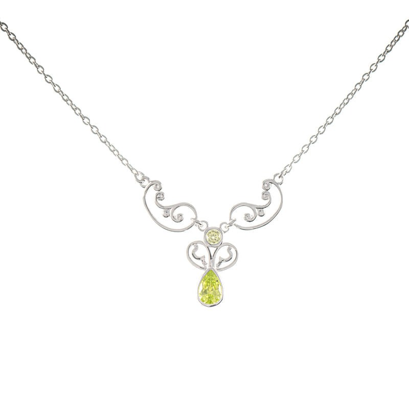 Collier 925 Silber Zirkonia hellgrün