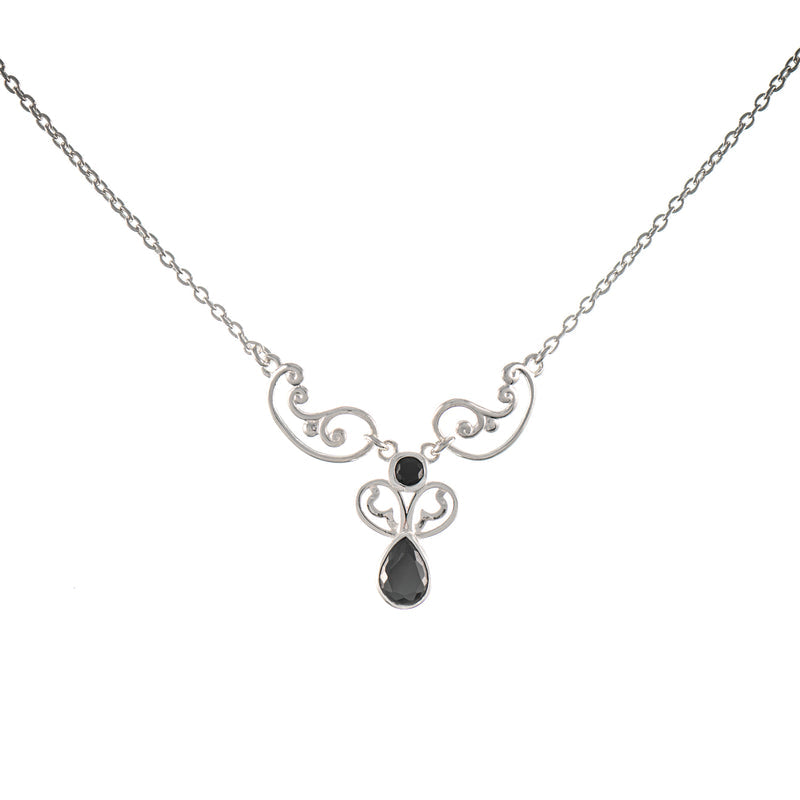 Collier 925 Silber Zirkonia schwarz
