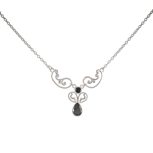 Collier 925 Silber Zirkonia schwarz