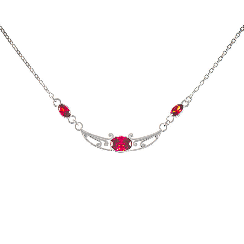 Collier 925 Silber Zirkonia rot