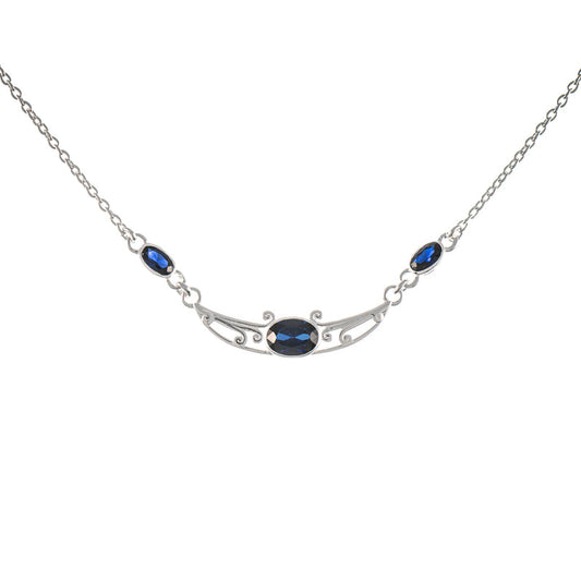 Collier 925 Silber Zirkonia blau