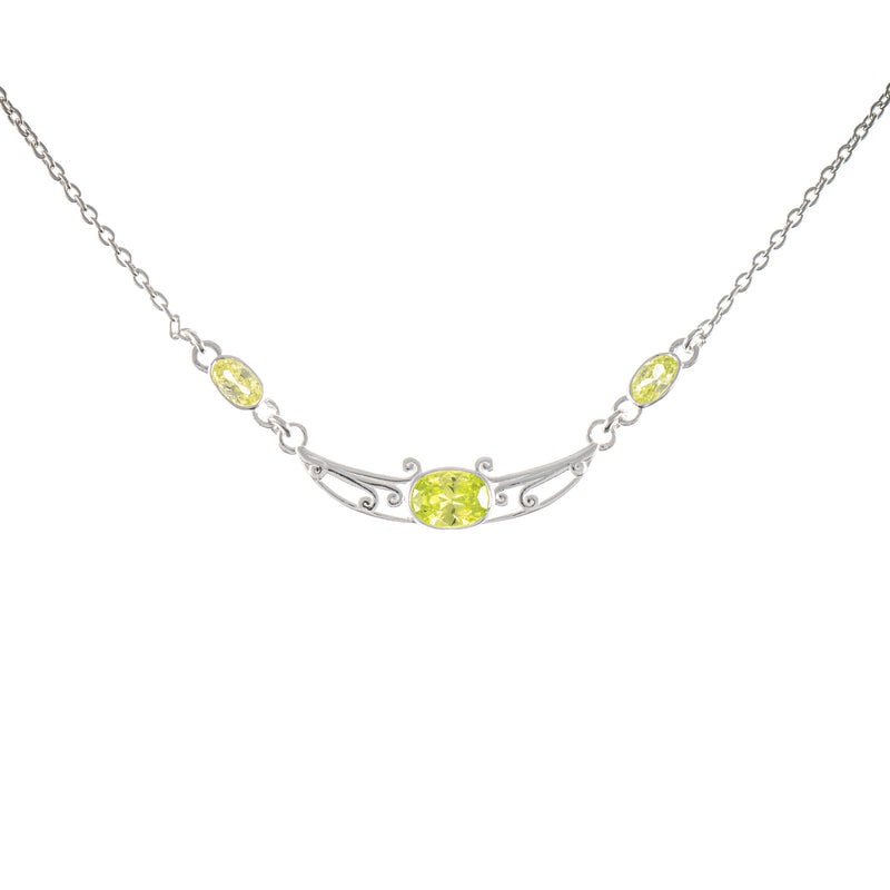 Collier 925 Silber Zirkonia hellgrün