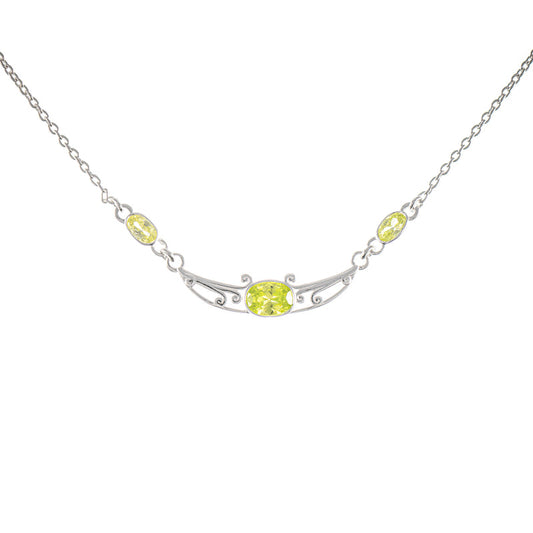 Collier 925 Silber Zirkonia hellgrün