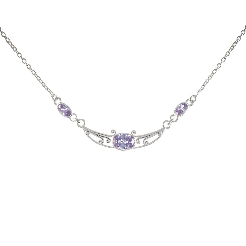 Collier 925 Silber Zirkonia flieder