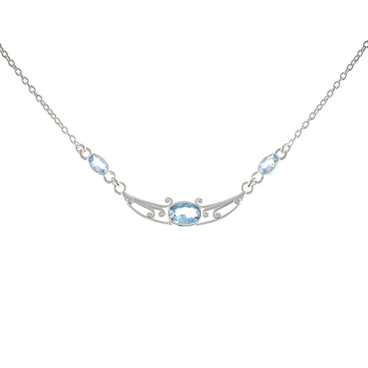Collier 925 Silber Zirkonia hellblau