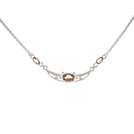 Collier 925 Silber Zirkonia cognac