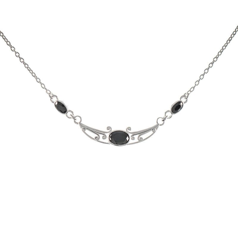 Collier 925 Silber Zirkonia schwarz