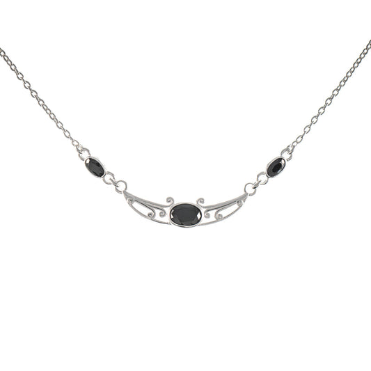 Collier 925 Silber Zirkonia schwarz