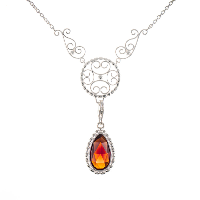 Collier Signature 925 Silber mit wechselbarem Stein rot