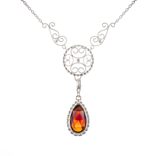 Collier Signature 925 Silber mit wechselbarem Stein rot