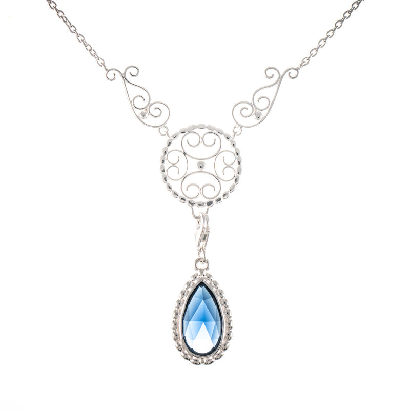 Collier Signature 925 Silber mit wechselbarem Stein blau