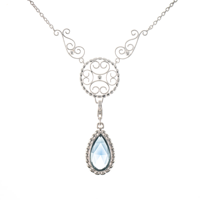 Collier Signature 925 Silber mit wechselbarem Stein hellblau