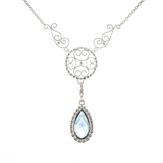 Collier Signature 925 Silber mit wechselbarem Stein hellblau